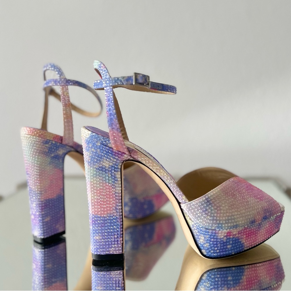 Jimmy Choo Sacaria Multicolor Crystal Platform Heels - Picture 13 of 16